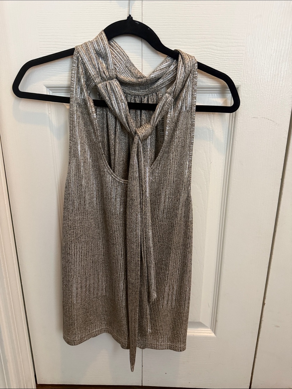Maeve by Anthropologie Silver Metallic Halter Tank